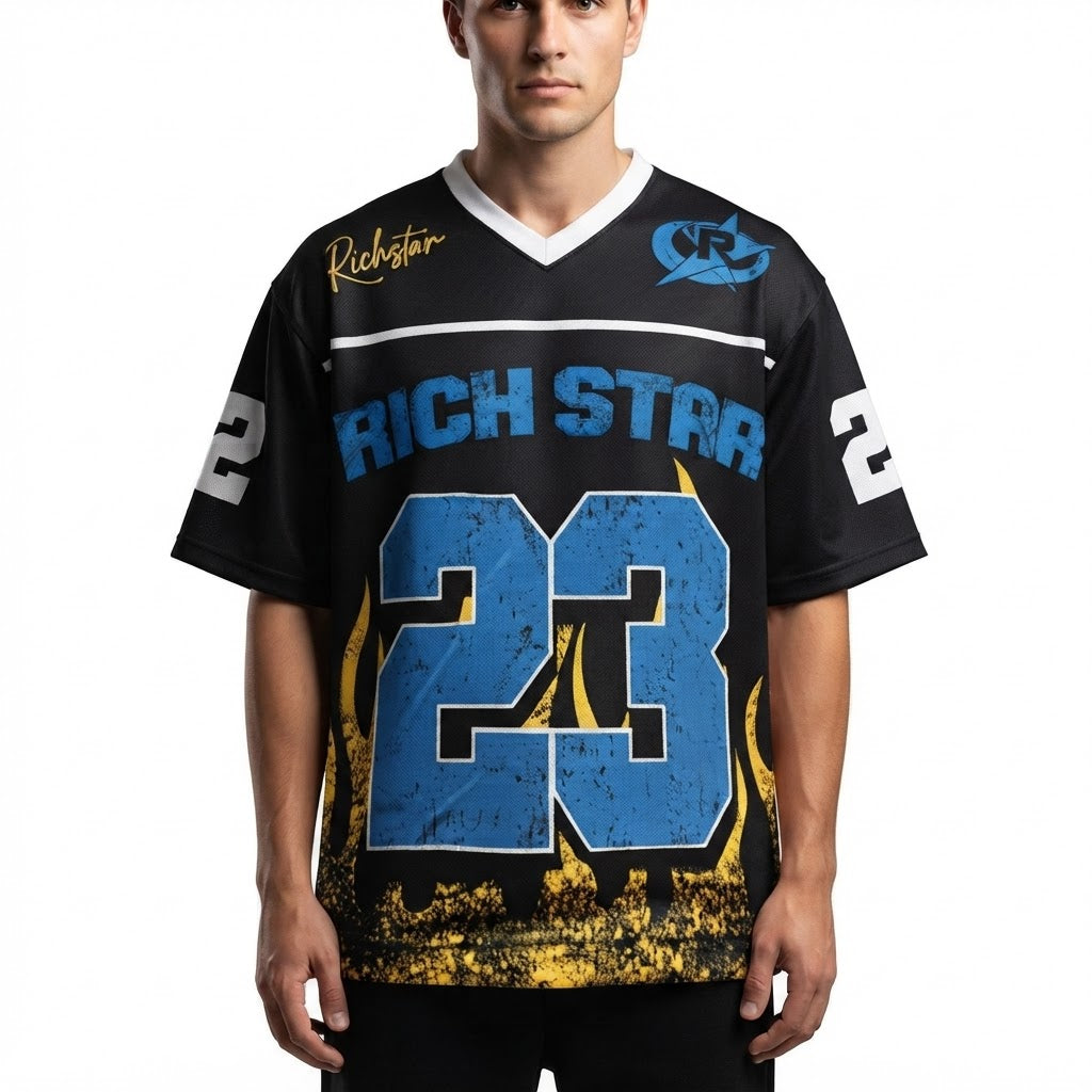 Rich Star "Flame 23" Vintage Streetwear Mesh Jersey