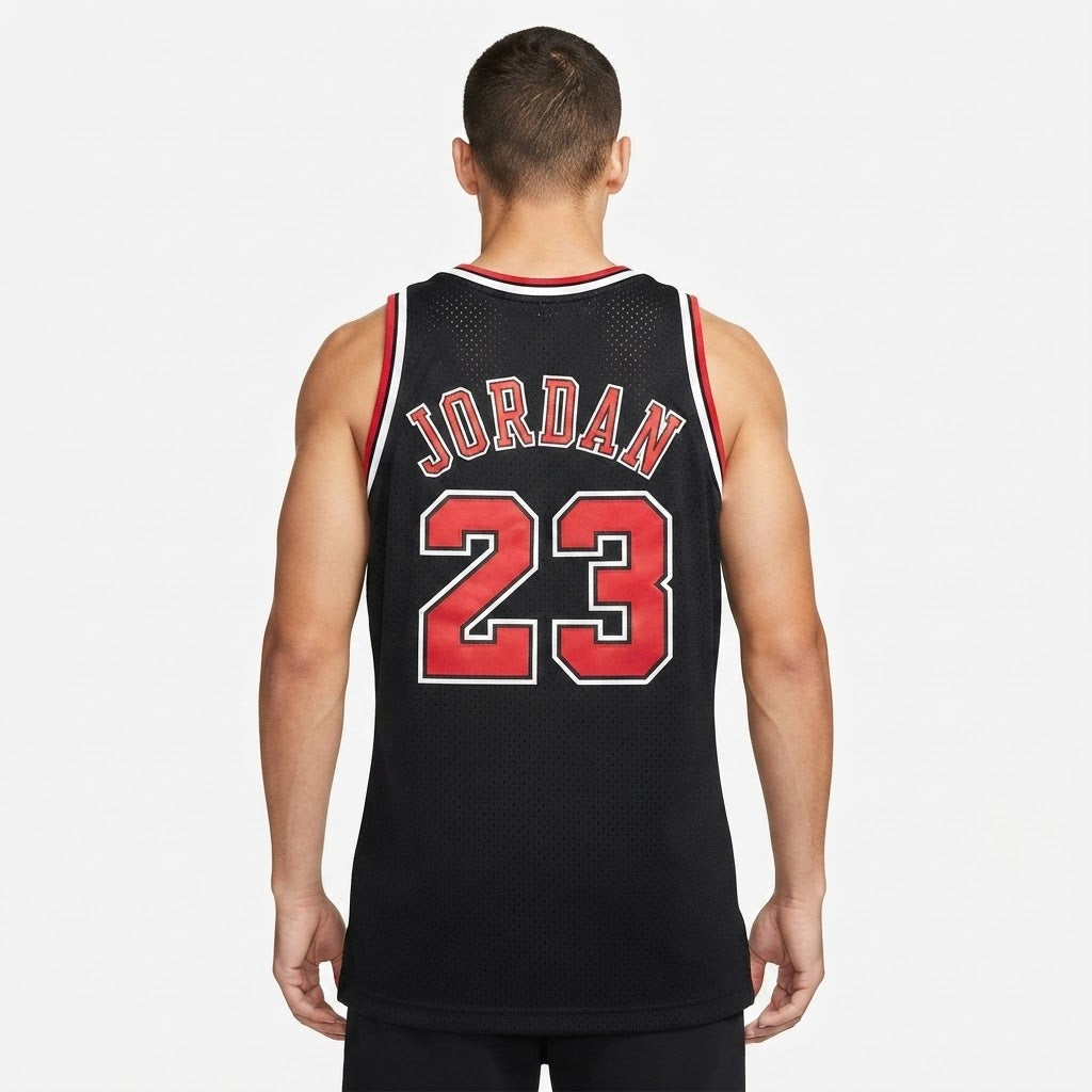 Chicago Bulls Black "Pinstripe" Hardwood Classics Swingman Jersey (Michael Jordan - #23)