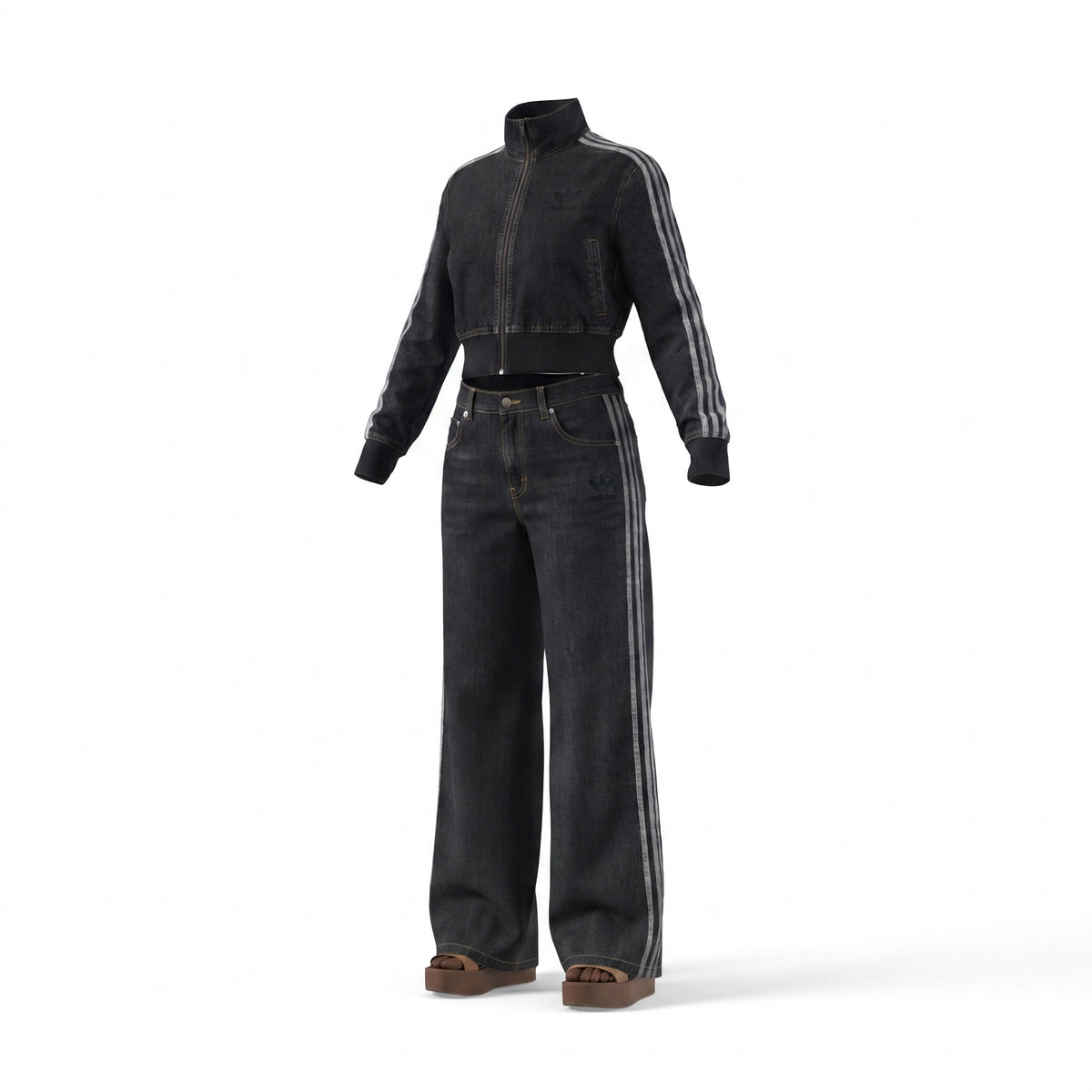 Blue Denim 2-Stripe Tracksuit Set