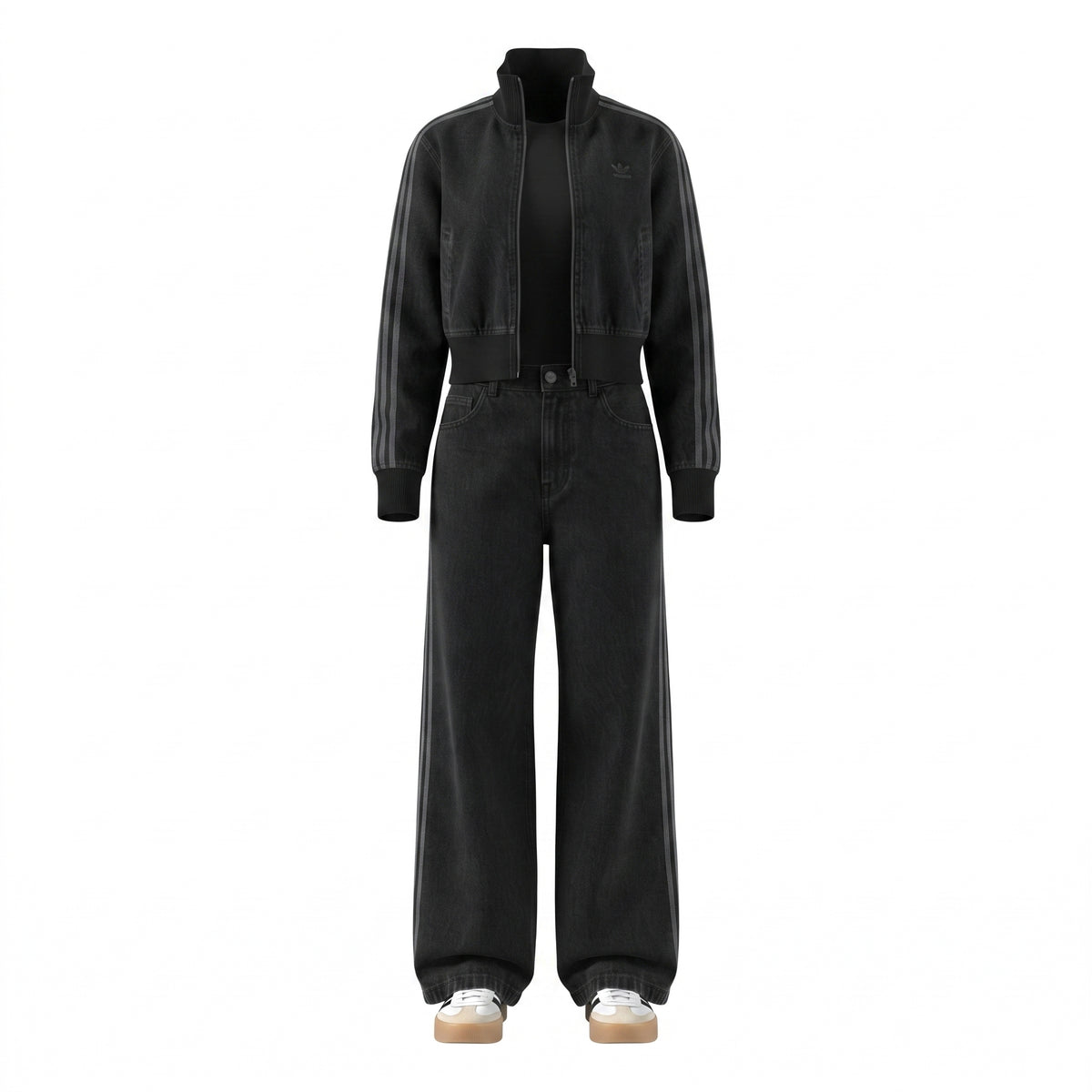 Blue Denim 2-Stripe Tracksuit Set