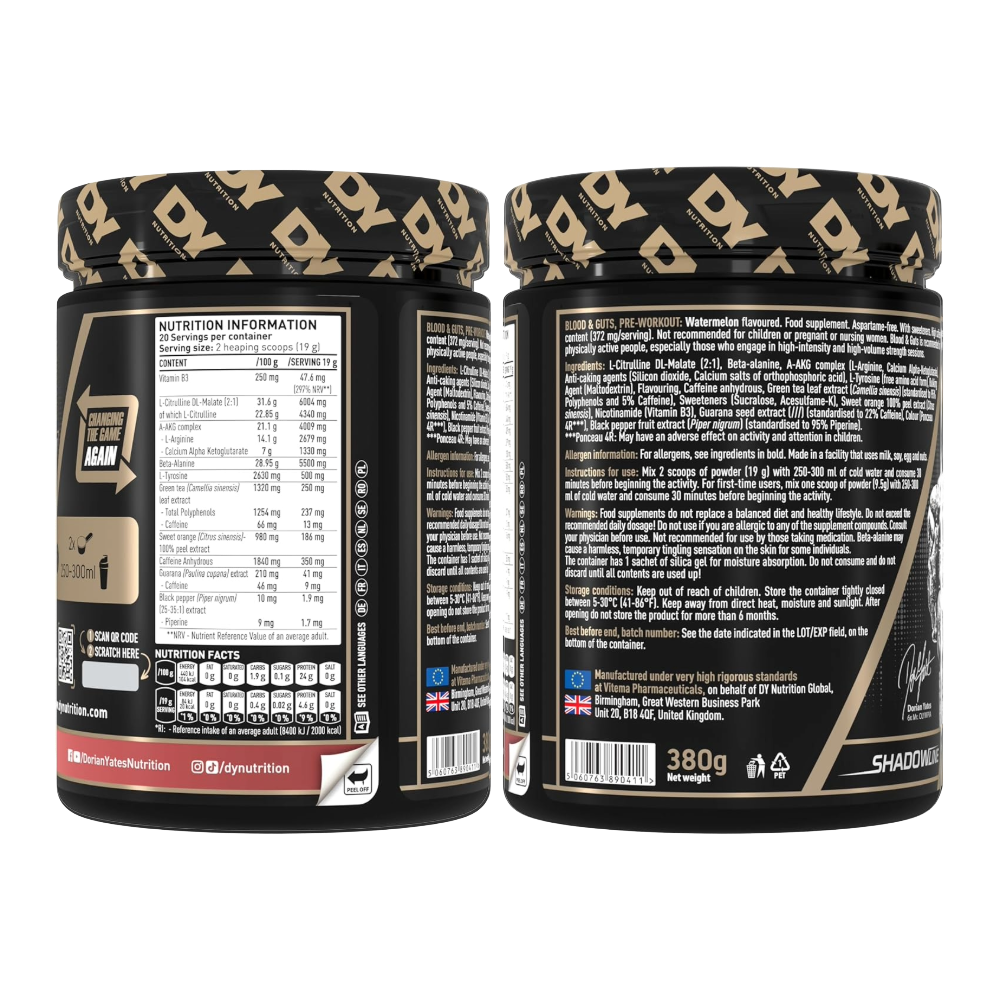 Dy Nutrition, Blood & Guts Pre-workout, 380g, 20 Servings