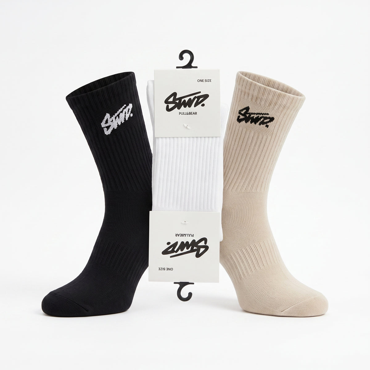 Pull & Bear STWD Embroidered Ribbed Socks
