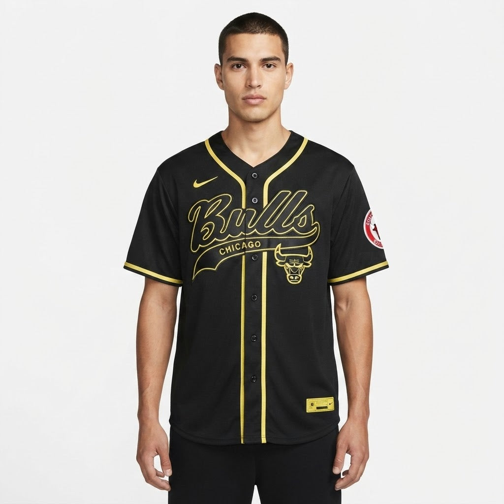 Men's bulls chicago graphic football jersey oversized