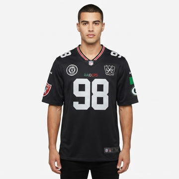 Men's black raiders 98 graphic american football jersey oversized