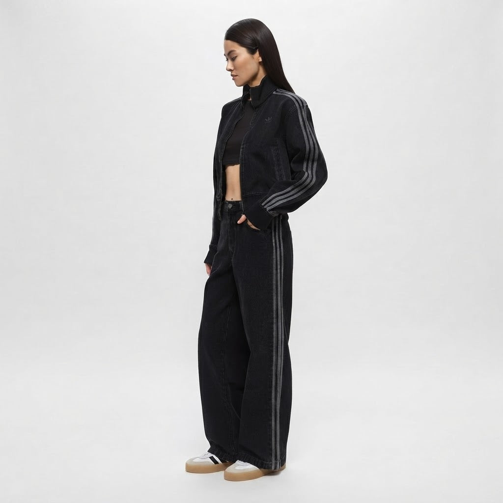 Blue Denim 2-Stripe Tracksuit Set