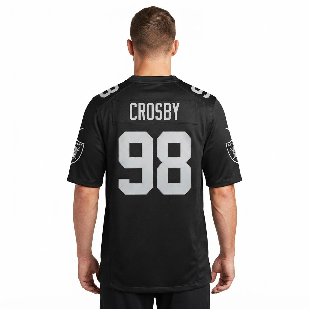 Men's black raiders 98 graphic american football jersey oversized