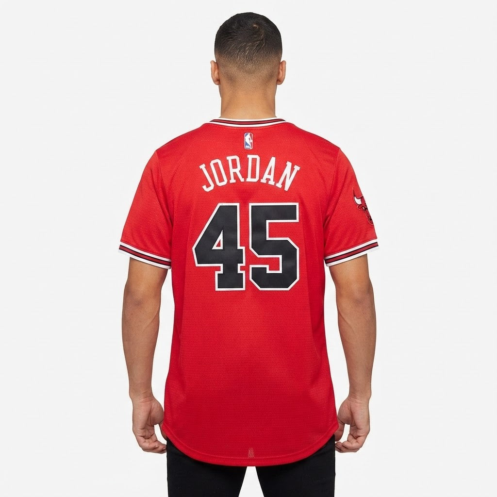 Men's bulls red graphic football jersey oversized