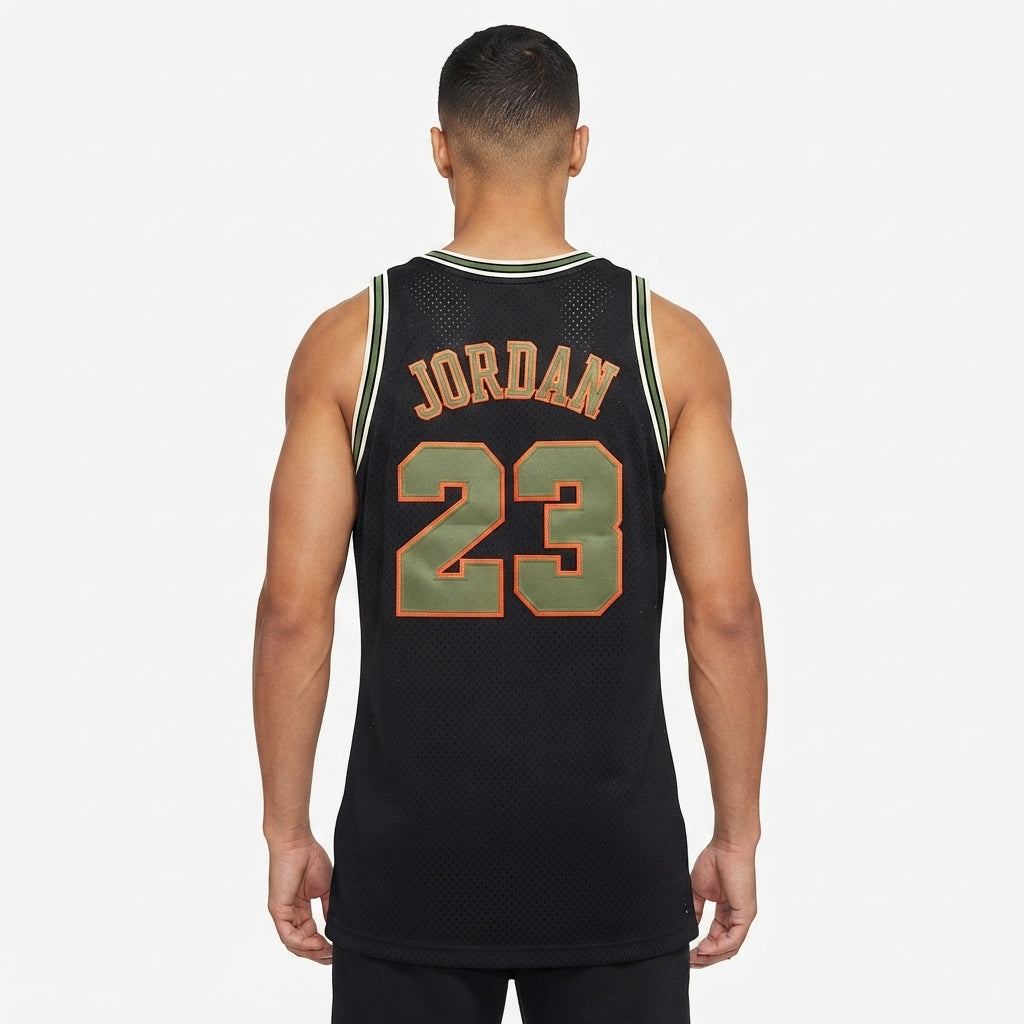 Chicago Bulls Black & Olive Heritage Patch Jersey (Michael Jordan - #23)