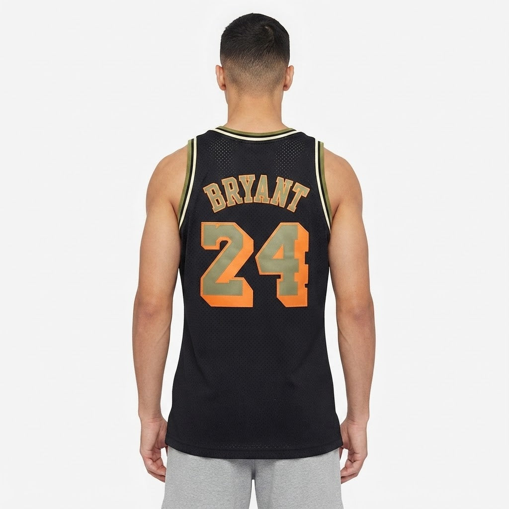 Los Angeles Lakers Black & Olive Heritage Patch Jersey (Kobe Bryant - #24)