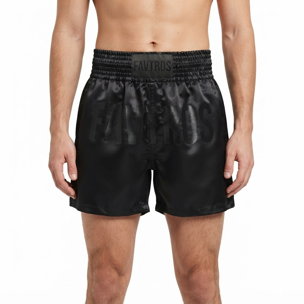 FAVTROS Black Satin Boxing Shorts