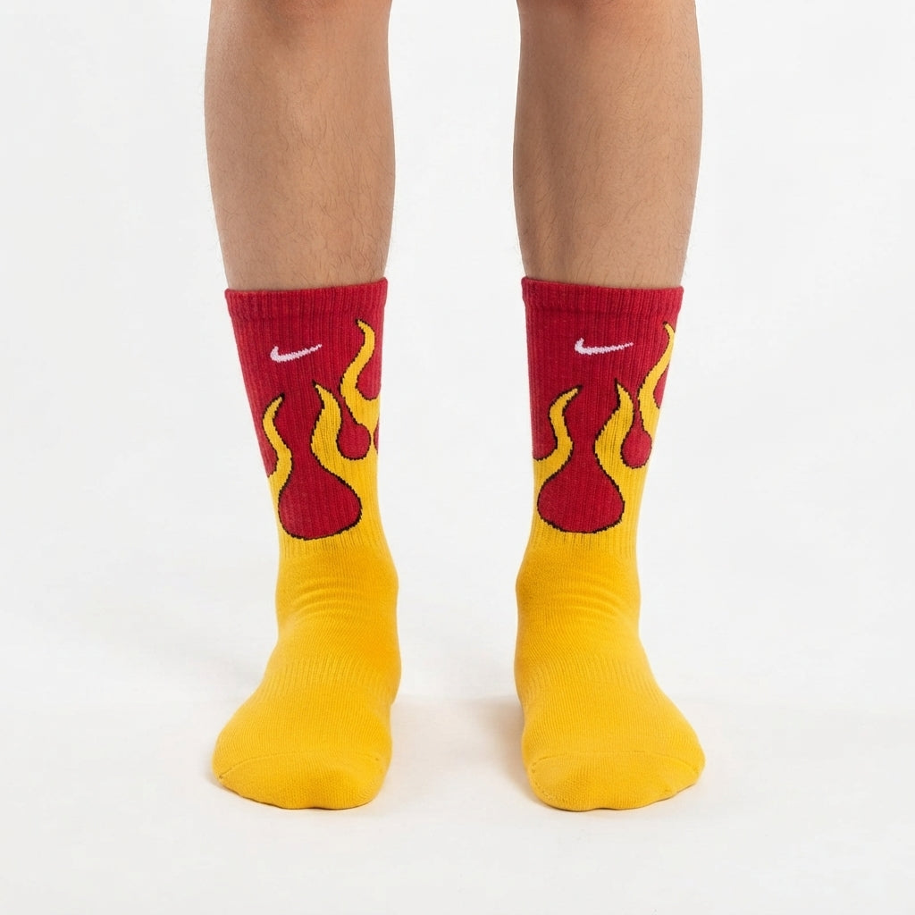 Nike Retro Fire Graphic Cushioned Athletic Socks