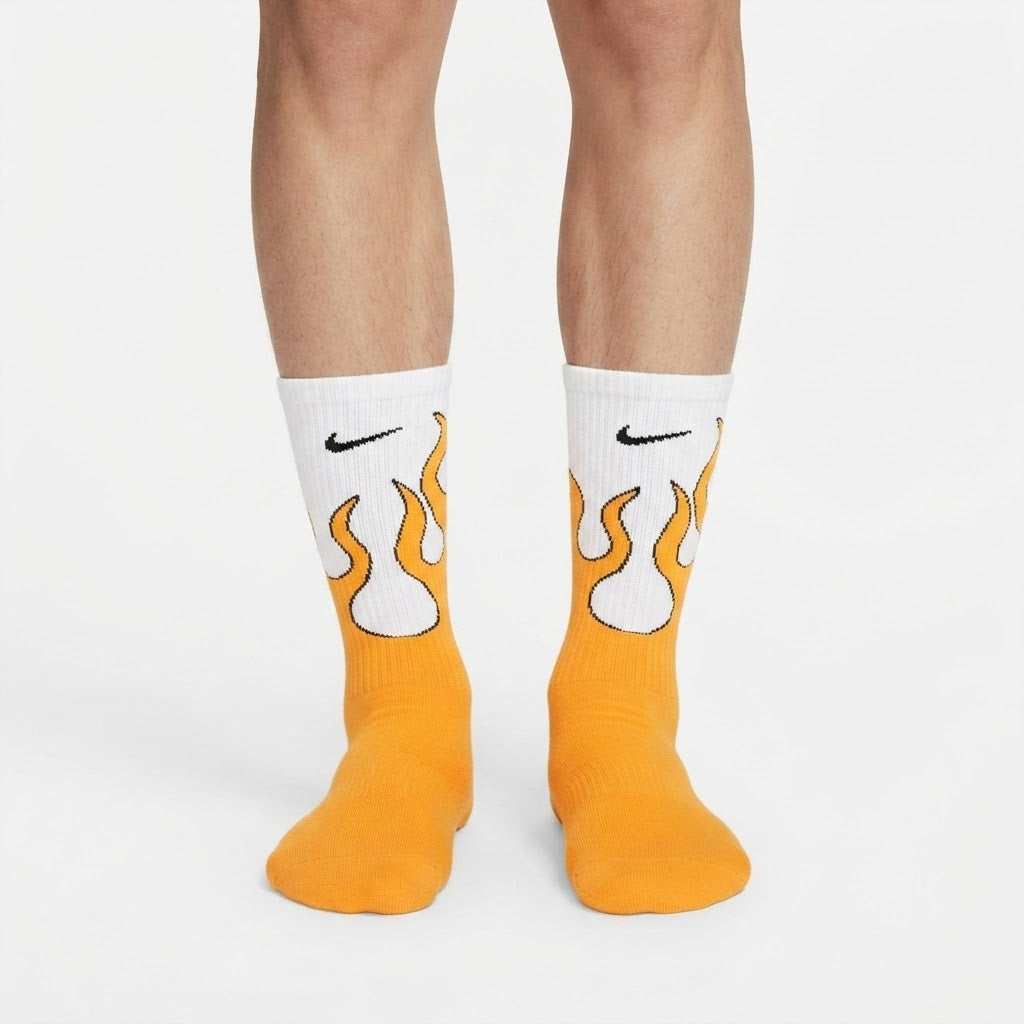 Nike Retro Fire Graphic Cushioned Athletic Socks