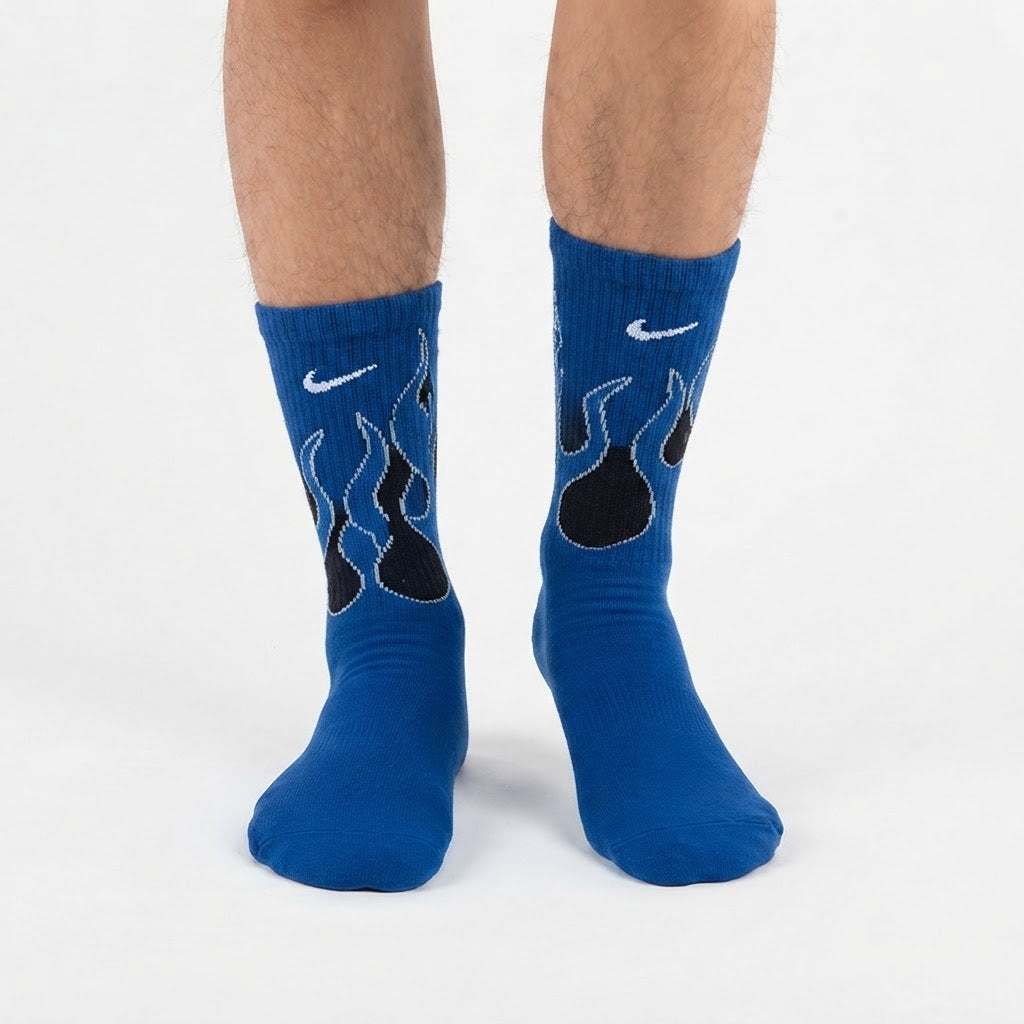Nike Retro Fire Graphic Cushioned Athletic Socks