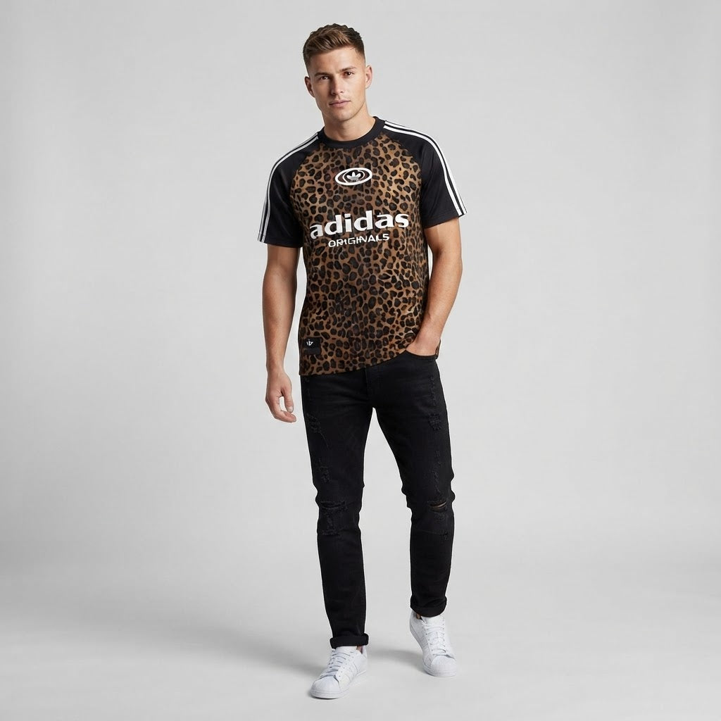 Adidas Originals Leopard-Print Raglan Statement Tee
