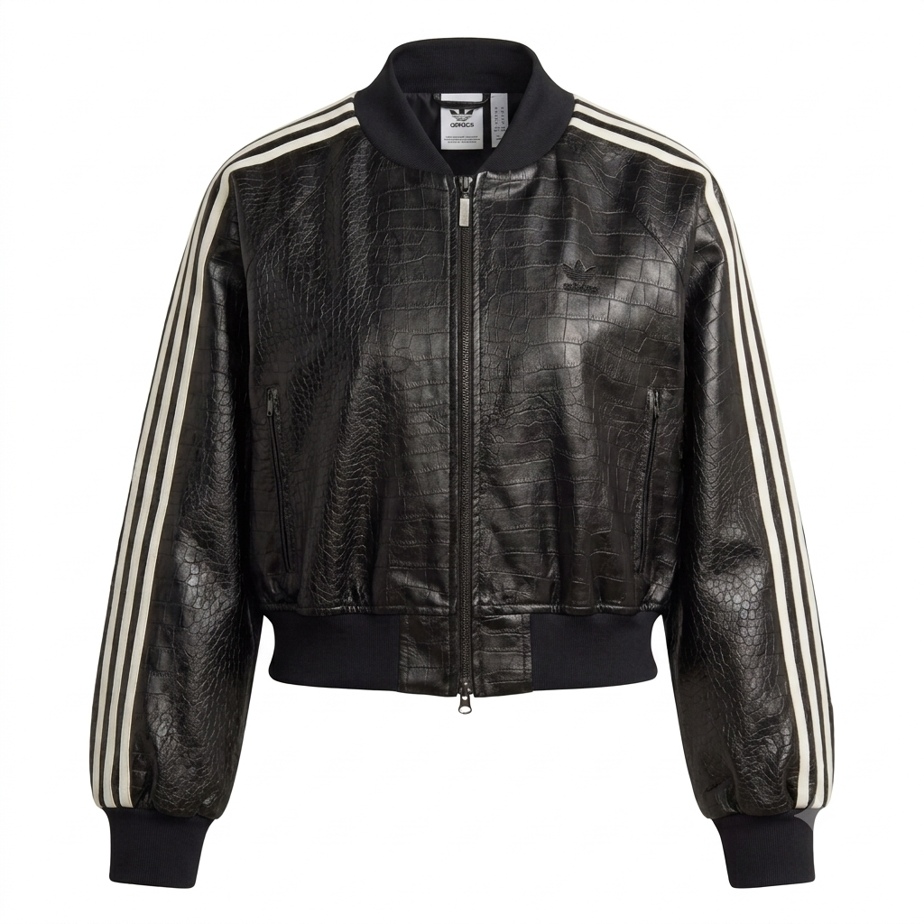 Adidas Originals Cropped Faux-Leather Bomber Jacket