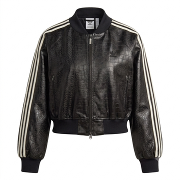 Adidas Originals Cropped Faux-Leather Bomber Jacket