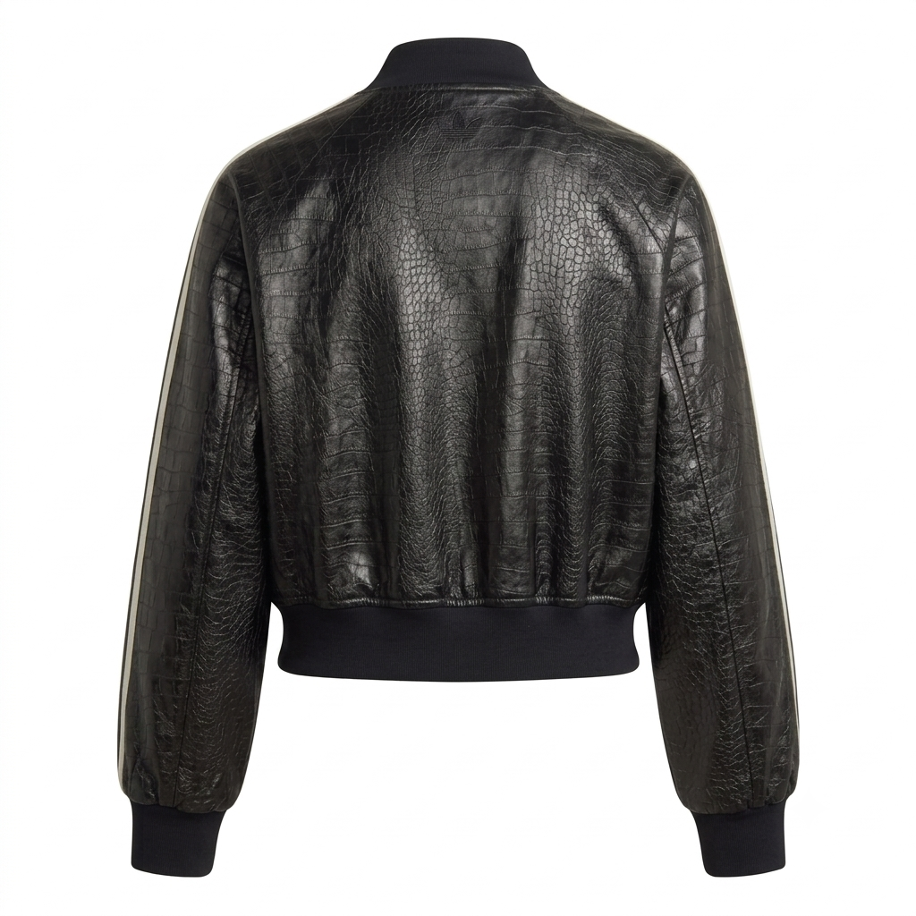 Adidas Originals Cropped Faux-Leather Bomber Jacket