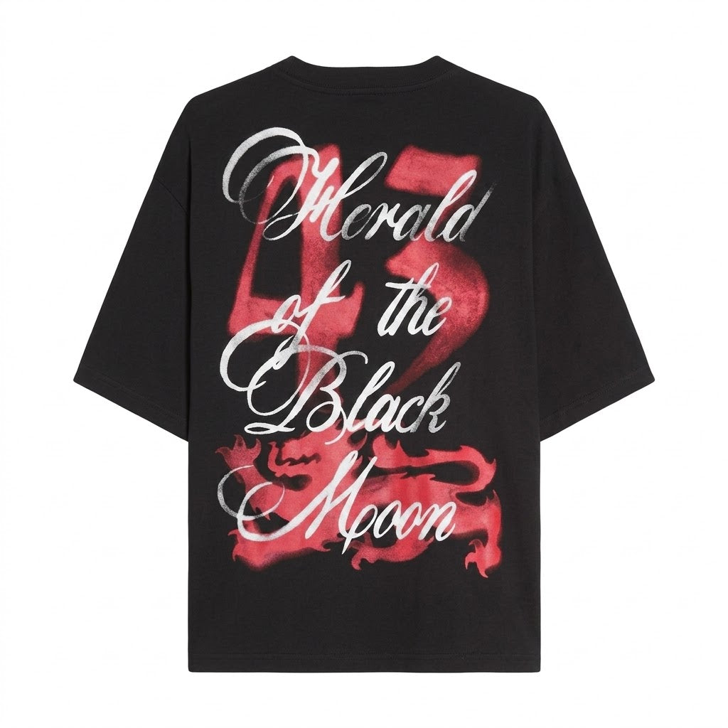 Bershka printed black oversized tshirt